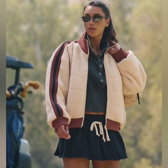 NEW Free People FP Movement Fleecy Sherpa Scrunchy Pippa Jacket Quilted NWOT - Picture 4 of 16